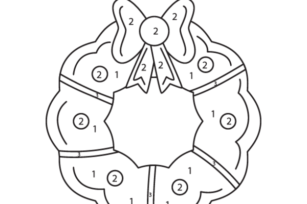 Xmas Wreath Color by Number