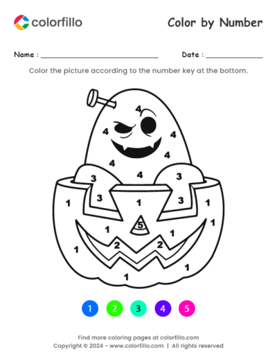 Pumpkin Monster Color by Number