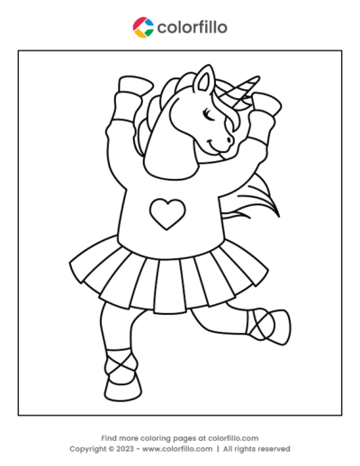 Dancing Unicorn Coloring Page