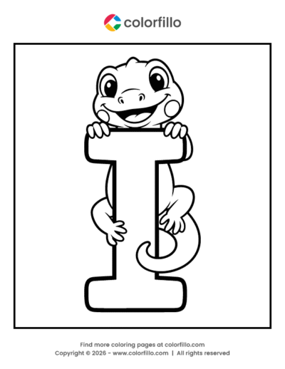 Iguana Letter I Coloring Page