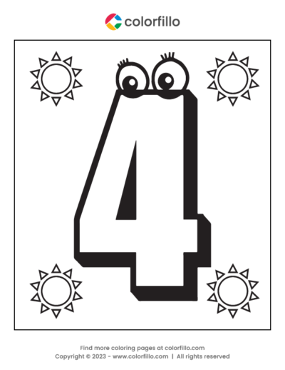 Number 4 Coloring Page