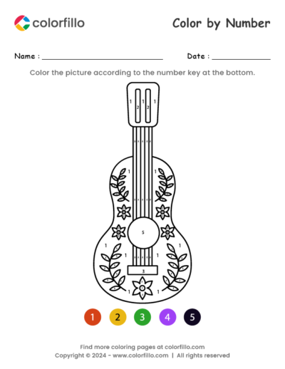 Mexican Guitar Color by Number