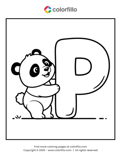 Panda Letter P Coloring Page
