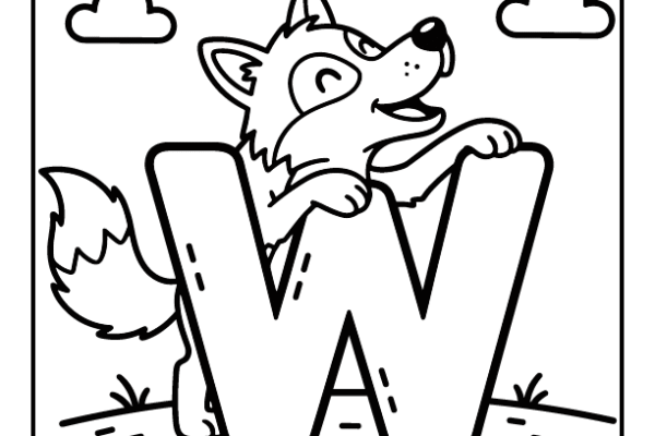 Wolf Letter W Coloring Pages