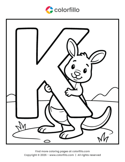 Kangaroo Letter K Coloring Page