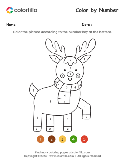 Christmas Reindeer Color by Number