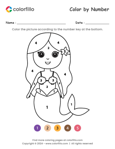 Mermaid Color by Number