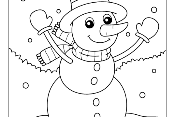 Christmas Snowman Coloring Page