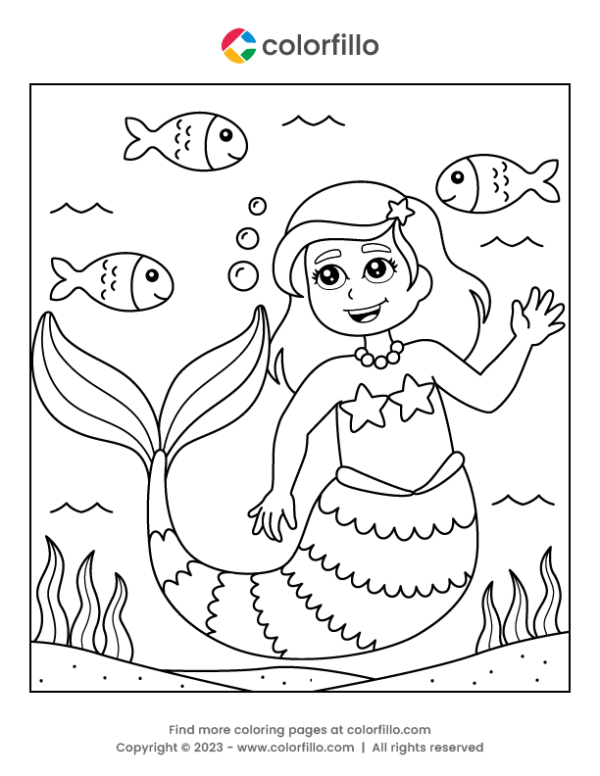Beautiful Mermaid Coloring Page