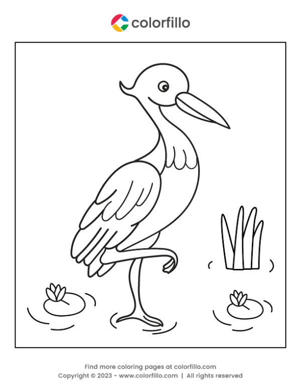 Crane Bird Coloring Page