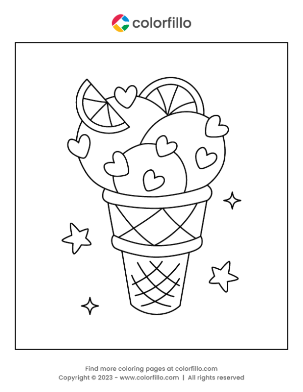 Cute Ice Cream Coloring Page