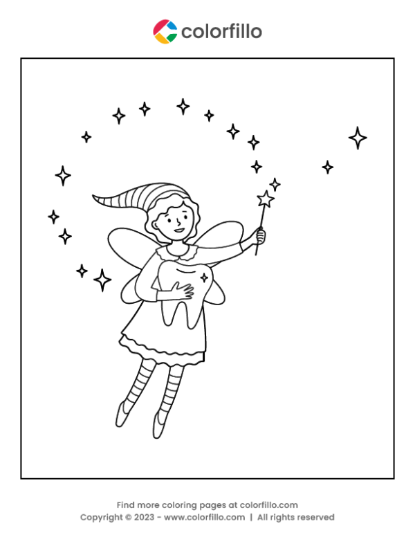 Cute Tooth Fairy Coloring Page