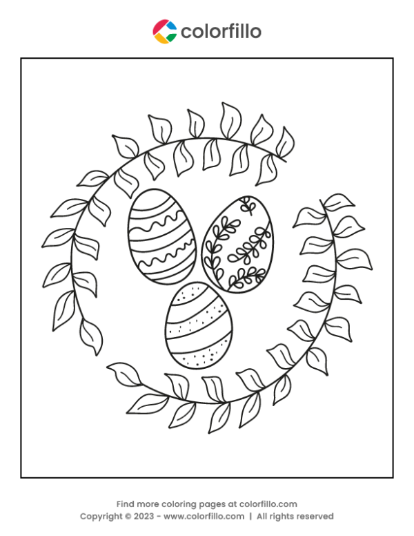 Easter Wreath Coloring Page