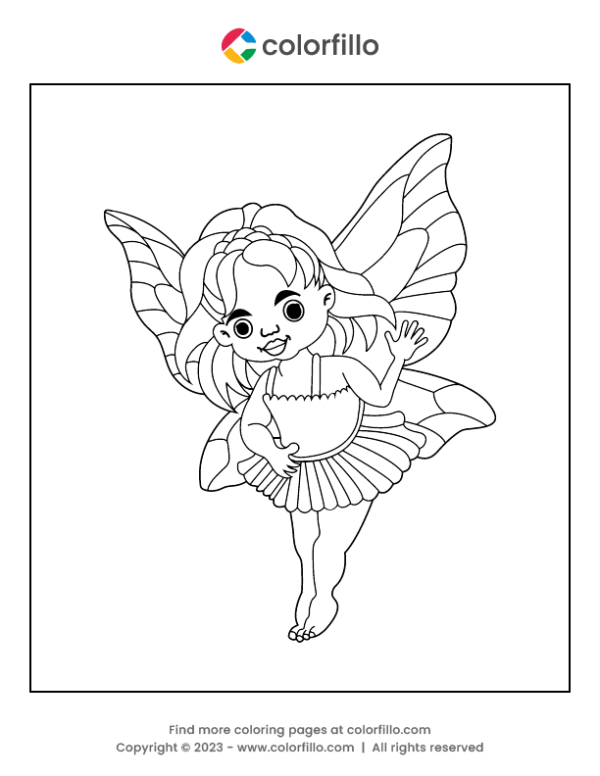 Flowery Skirt Fairy Coloring Page