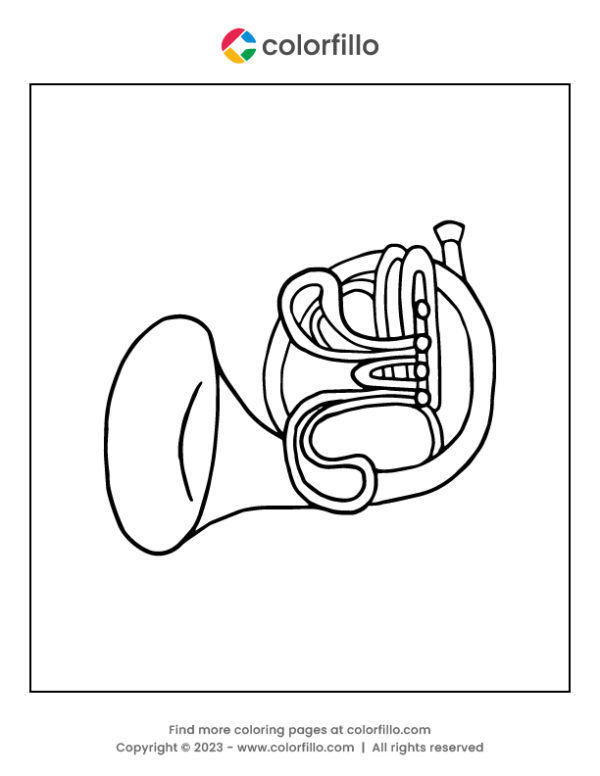 French Horn Coloring Page