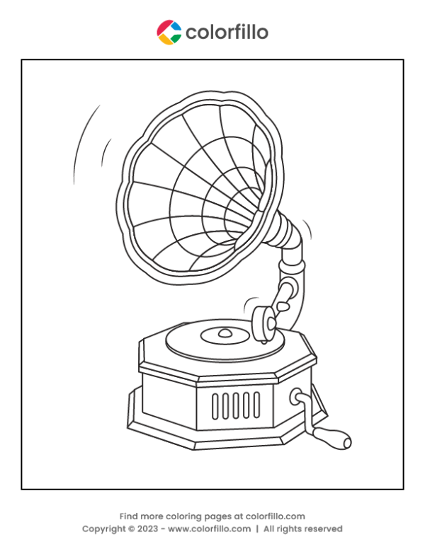 Gramophone Coloring Page