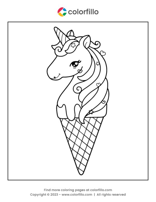 Ice Cream Unicorn Coloring Page