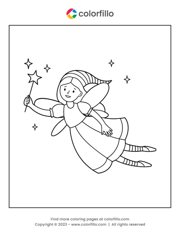 Long Hair Fairy Coloring Page