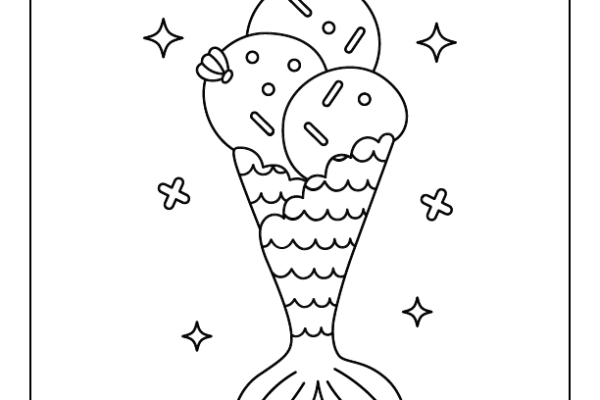 Mermaid Ice Cream Coloring Page