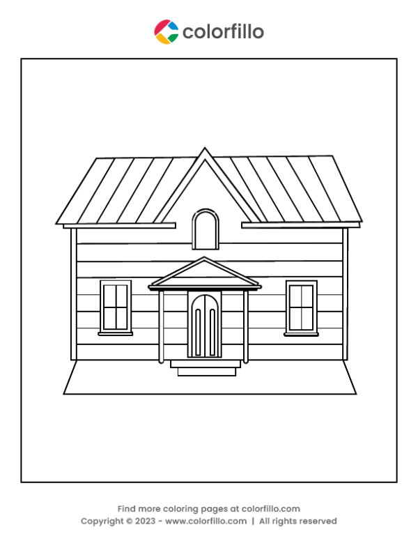 Modern Cottage House Coloring Page