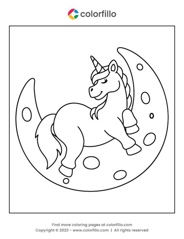 Moon Unicorn Coloring Page