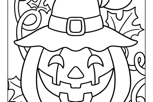 Pumpkin Witch Halloween Coloring Page