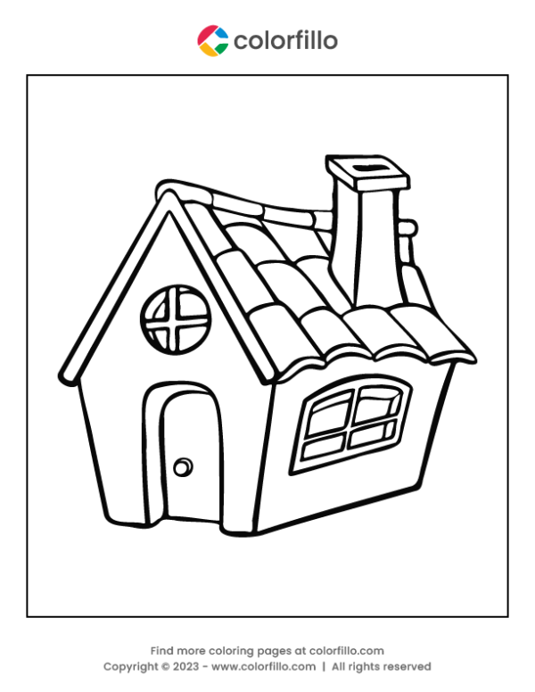 Roof Tiles House Coloring Page