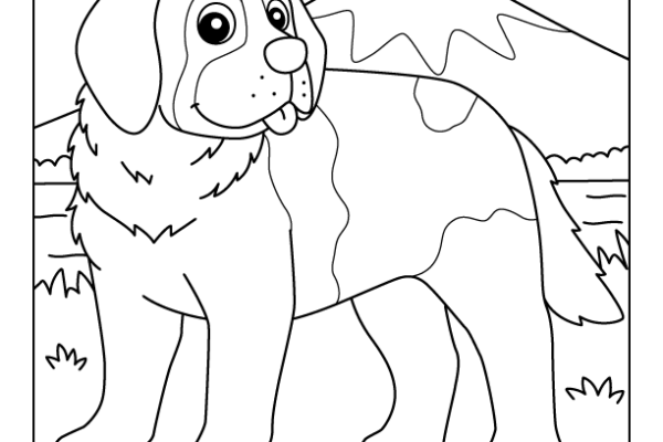 Saint Bernard Dog Coloring Page