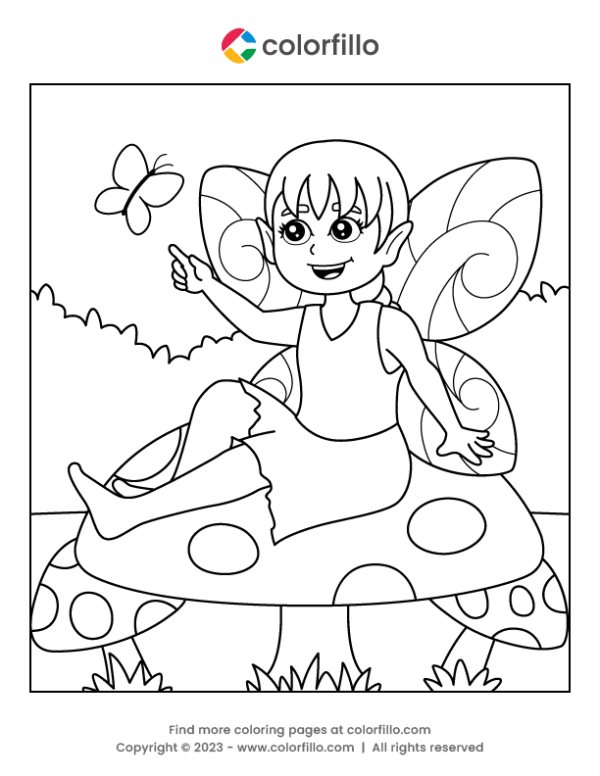 Sitting Fairy Coloring Page