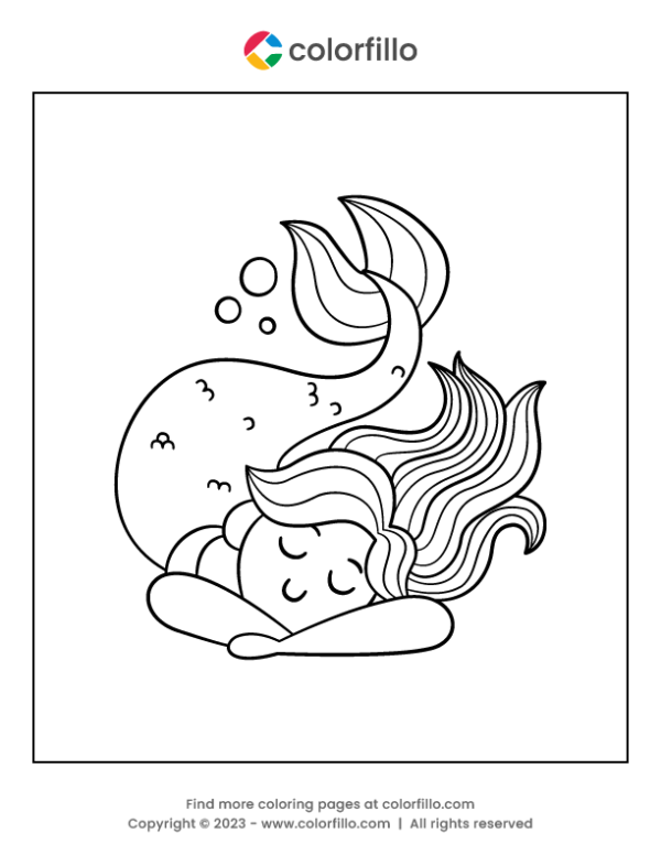 Sleeping Mermaid Coloring Page