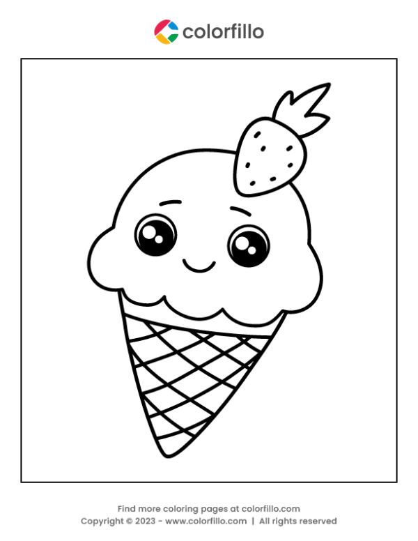Strawberry Ice Cream Coloring Page