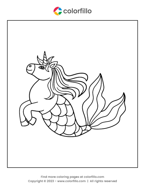 Unicorn Mermaid Coloring Page
