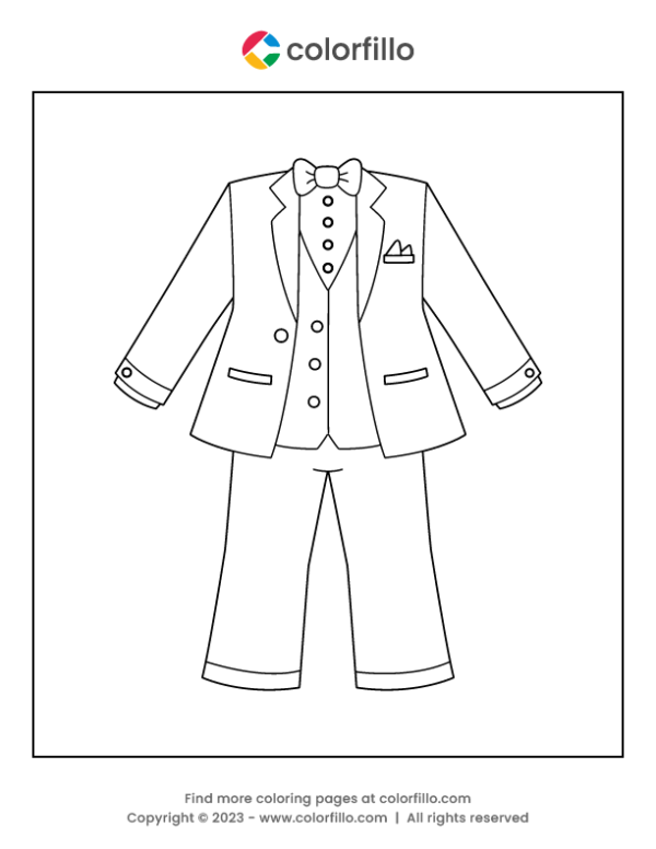 Groom Suit Coloring Page