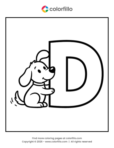 Dog Letter D Coloring Page