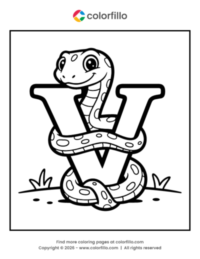 Viper Letter V Coloring Page