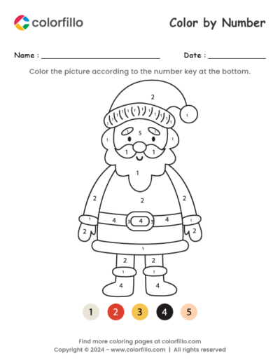Santa Claus Color by Number