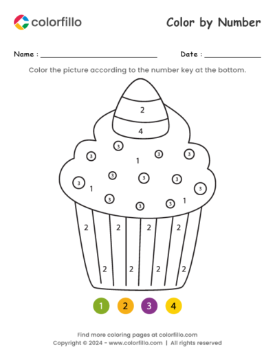 Candy Cupcake Color by Number