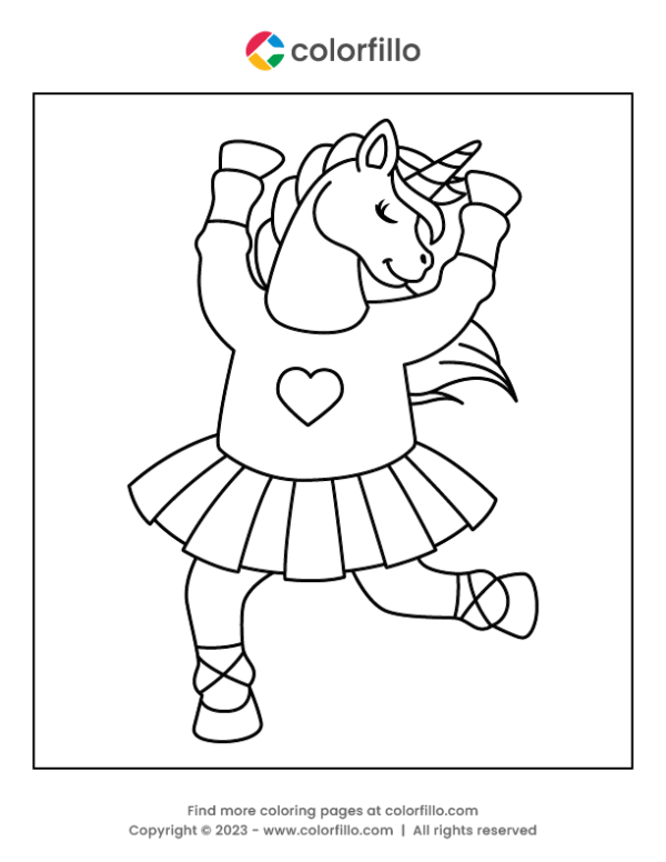 Free Online Dancing Unicorn Coloring Page - colorfillo
