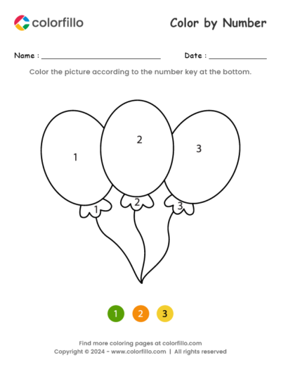 Balloons Color by Number