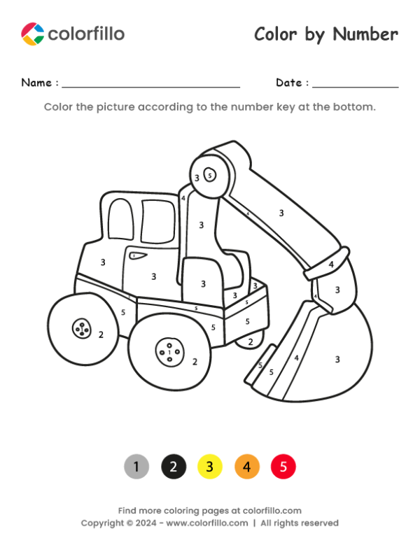Excavator Color by Number