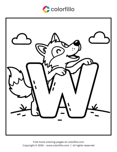 Wolf Letter W Coloring Page
