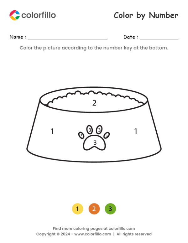 Cat Bowl Color by Number