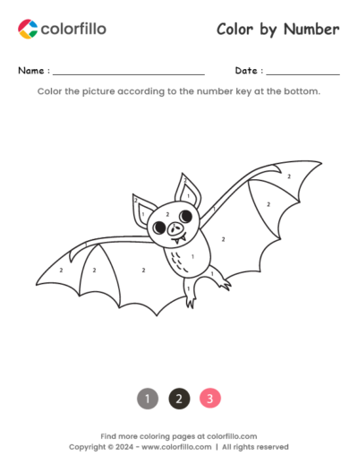 Vampire Bat Color by Number