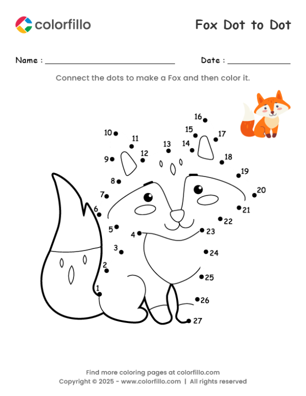 Fox Dot to Dot Worksheet