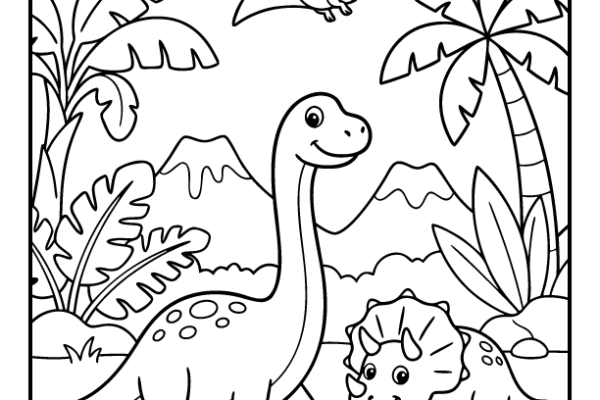 Jurassic Jungle Coloring Page