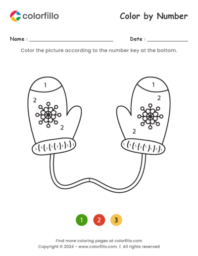 Mittens Color by Number