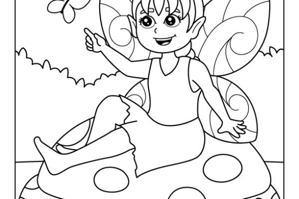 Sitting Fairy Coloring Page