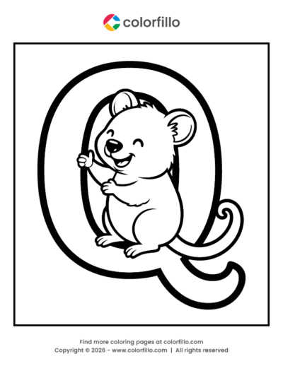 Quokka Letter Q Coloring Page