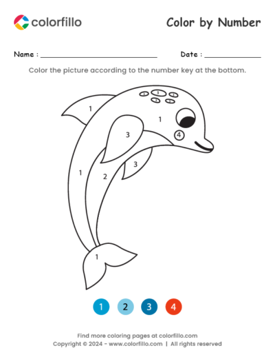 Sea Dolphin Color by Number