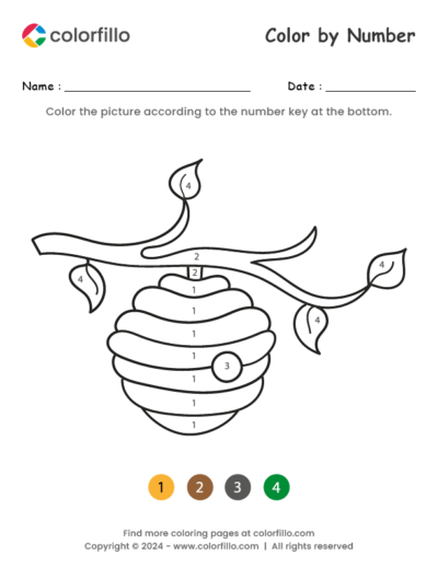 Bee Hive Color by Number